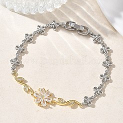Messing-Gliederkettenarmbänder mit Mikropflaster und Zirkonia für Damen&nbsp;BJEW-C156-04A-01GP