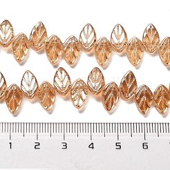 電気メッキガラスビーズセット  葉  桃パフ  11x7x4mm  穴：0.8mm  約100個/連  23.15~23.50''（58.8~59.7センチメートル）&nbsp;EGLA-B004-02A-PL02