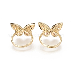 Регулируемые латунные кольца из микро-паве кубического циркония RJEW-F101-08G