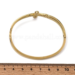 304ステンレススチール製クリスタルラインストーン付き宗教十字架ヒンジ付きカフバングル（女性用）  18KGP本金メッキ  内径：2.36x1.97インチ（6x5cm）&nbsp;SA-CBA61B8-13G