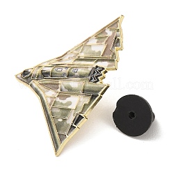 ステルス爆撃機のエナメルピン  バックパックの服のための黄金の合金のブローチ  黄緑  20x38.5mm&nbsp;AL-CBA38EE-01B-G
