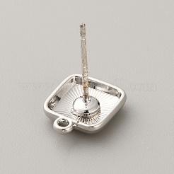 合金製スタッドピアスパーツ  水平ループ付き  正方形  銀  10x8.5mm  穴：1mm  ピン：0.7x10.5mm&nbsp;FIND-WH20023-012I
