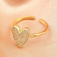 Манжеты из латуни с микро паве кубический цирконий для женщин RJEW-Z113-01G-01