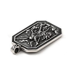 304ステンレススチール製ビッグペンダント  大天使ミカエル メダリオン  アンティークシルバー  51x31x6.5mm  穴：4mm&nbsp;STAS-P309-08AS