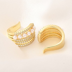 Серьги-каффы из латуни с микропаве из кубического циркония EJEW-H143-29G