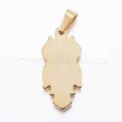 イオンプレーティング（IP）304ステンレスペンダント  フクロウ  ゴールドカラー  28x13x3mm  穴：8x4mm&nbsp;STAS-H384-27G