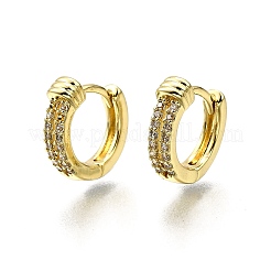 Латунные серьги-кольца из прозрачного кубического циркония EJEW-H157-08G