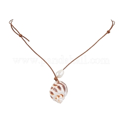 Летние пляжные ожерелья с подвесками из натурального пресноводного жемчуга и натуральных ракушек&nbsp;NJEW-JN05100-01