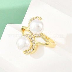 Fingerringe aus Messing mit Mikropavé-Kubikzirkonia für Damen&nbsp;RJEW-D340-02G-08