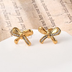 Серьги-гвоздики из нержавеющей стали 304 с микропаве из прозрачных кубических цирконий&nbsp;EJEW-I318-01G-03