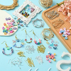 Набор для изготовления сережек-бабочек из стекла и цветов из полимерной глины из бисера своими руками&nbsp;DIY-YW0008-64