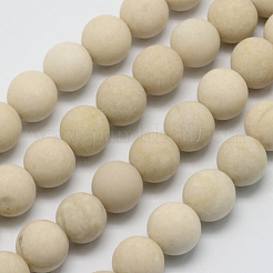 天然石フォッシルビーズ連売り  艶消し  ラウンド  10mm  穴：1mm  約38個/連  14.5~15インチ&nbsp;G-D694-10mm