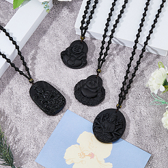 4 шт. 4 стиля стеклянных подвесок ожерелья NJEW-OC0001-04B