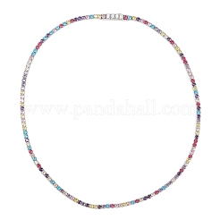 925 collier tennis en argent sterling pavé de zircones cubiques colorées pour femme&nbsp;NJEW-C096-01B-P01