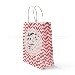 Sacs en papier kraft, avec poignées, sacs-cadeaux, sacs à provisions, thème d'anniversaire, rectangle, motif de vagues, 8~8.35x15x30.5 cm