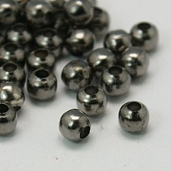 Spacer бисер железа, круглые, металлический черный, 4 мм, отверстие : 1.5 мм