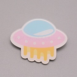 Spacecraft Plastic Brooch for Backpack Clothes, White, Colorful, 28x35x7mm, Pin: 0.7mm