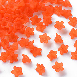 Perles en acrylique transparente, fleur, mat, corail, 10x5mm, Trou: 1mm, environ 4600 pcs/500 g