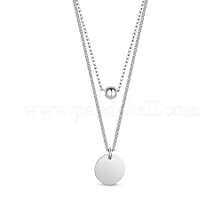 Многоярусные ожерелья Shegrace из стерлингового серебра с родиевым покрытием, плоско-круглые, платина, 925 дюйм (13.39 см), очарование: 34 мм и 11.5 мм