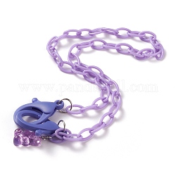 Персонализированные ожерелья-цепочки из абс-пластика, цепочки для очков, цепочки для сумочек, с пластиковыми застежками-клешнями и подвесками в виде медведей из смолы, сирень, 19-1/8 дюйм (48.5 см)