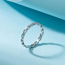 925 anillo de dedo de plata de primera ley con baño de rodio, anillo infinito para mujer, anillo hueco, con sello s925, Platino real plateado, 2.7mm, nosotros tamaño 8 (18.1 mm)