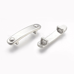 304 Stainless Steel Slide Charms, Rectangle, Stainless Steel Color, 37x8x7mm, Hole: 2x5.5mm