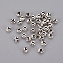 Aluminium Zwischen perlen, Rondell, cadmiumfrei und bleifrei, Antik Silber Farbe, 6x4 mm, Bohrung: 1.5 mm