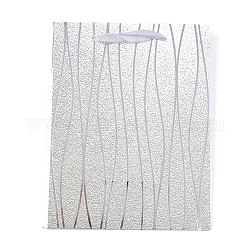 Einseitige Heißprägepapiertüten, mit Griffen, für die Partei, Geburtstag, Hochzeits- und Partyfeiern, Rechteck, Silber, 23x18x10 cm