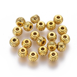 Perline di distanziatore stile tibetano,  piombo & nichel & cadmio libero, rondelle, colore oro antico, misura:circa7mm di diametro, 5 mm di lunghezza, foro: 1mm.