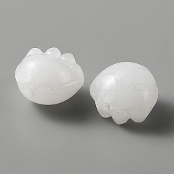Handmade Lampwork Beads, Cat Paw, White, 11.5x12.5x8.5mm, Hole: 1mm