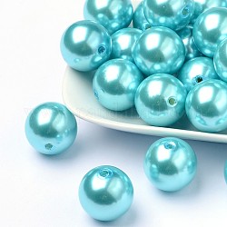 Perle tonde in plastica imitazione perla in abs, ciano, 20mm, Foro: 2.5 mm, circa 120pcs/500g