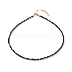 Natürliche schwarze Achat-Perlenketten für Frauen, mit 304 Edelstahl Karabinerverschlüsse, Runde, 18.31 Zoll (46.5 cm), Perlen: 2.5~3.5 mm
