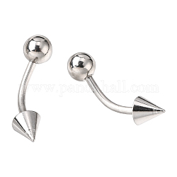316L Surgical Stainless Steel Eyebrow Ring, Curved Barbell with Ball and Pointed Ends, Piercing Jewelry, Stainless Steel Color, 16x4x4mm, Bar Length: 5/16