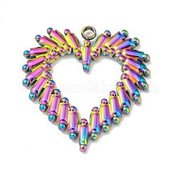 Placcatura ionica (ip) 304 ciondoli in acciaio inossidabile, fascino cuore, colore arcobaleno, 25x24x2mm, Foro: 1.8 mm