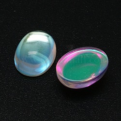 Oval ab Farbe überzog Glas Cabochons, klar ab, 18x13 mm