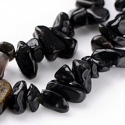 Natürlichen Obsidian Perle Stränge, Pommes frites, 5~10 mm, Bohrung: 0.8 mm, 31.5 Zoll
