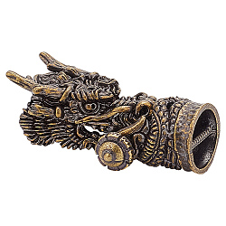 Embouts de cordon en laiton  , embouts, tête de dragon, bronze antique, 40mm, Trou: 5.8x12mm, diamètre intérieur: 11x5 mm