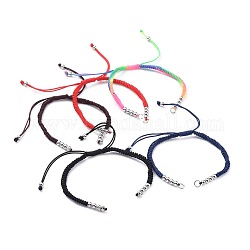 Adjustable Nylon Thread Bracelet Making, with Brass Beads and Iron Jump Rings, Mixed Color, 6-7/8 inch~131/4 inch(17.5~33.5cm)