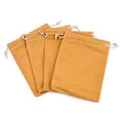 Pochettes rectangle en velours, sacs-cadeaux, verge d'or, 12x10 cm