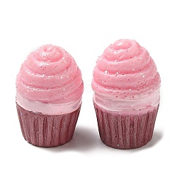 Cabochon decodificati in resina imitazione cibo, Cupcake, roso, 17.5x12x12mm