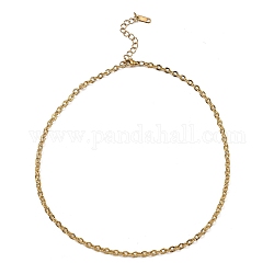 304 collar de cadena de eslabones Boston de acero inoxidable., real 18k chapado en oro, 16~16-1/8 pulgada (40.8~41 cm)
