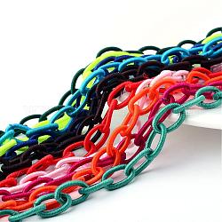 Handgefertigte Kabelschlaufe aus Nylon, Oval, Mischfarbe, 12~14x7~10x2 mm, ca. 95 cm / Strang, 37.4 Zoll