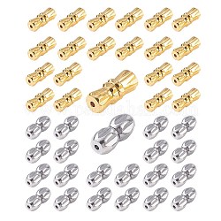 Pandahall Elite 100 Sets 2 Farben Messing Schraubverschlüsse für Halsketten, Fass, Platin & golden, 11x5 mm, Bohrung: 1 mm