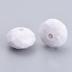 Perline acrilico opaco, sfaccettato. rondelle, bianco, 8x5.5mm, foro: 1.2mm, circa 2200pcs/500g