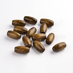 Perline di legno naturale, perline di legno da rugby, tinto, ovale, marrone noce di cocco, 15x7mm, Foro: 2.5 mm