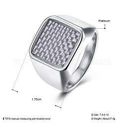 Anelli da dito da uomo in acciaio al titanio, anello di banda larga, quadrato, bianco, platino, misura degli stati uniti 10 (19.8mm)