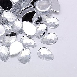 Cabuchones de diamante de imitación de acrílico de Taiwan imitación, espalda plana, lágrima facetada, Claro, 25x18x5mm, aproximamente 200 unidades / bolsa