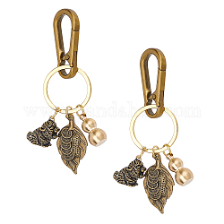 SUPERFINDINGS 2pcs 10.8cm Tiger with Leaf and Gourd Keychain Brass Keychain with Iron Key Rings Antique Bronze Feng Shui Gourd Tiger Keychain for Key Ring Handbag Tote Purse Backpack Bag