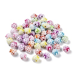 Perles acryliques opaques de style artisanal, fraise, couleur mixte, 16x13x11.5mm, Trou: 3mm, environ 431 pcs/500 g