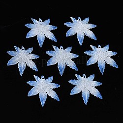 Pendentifs acryliques transparents imprimés sur le thème de l'automne, feuille d'érable, bleu royal, 22x22x1mm, Trou: 1mm
